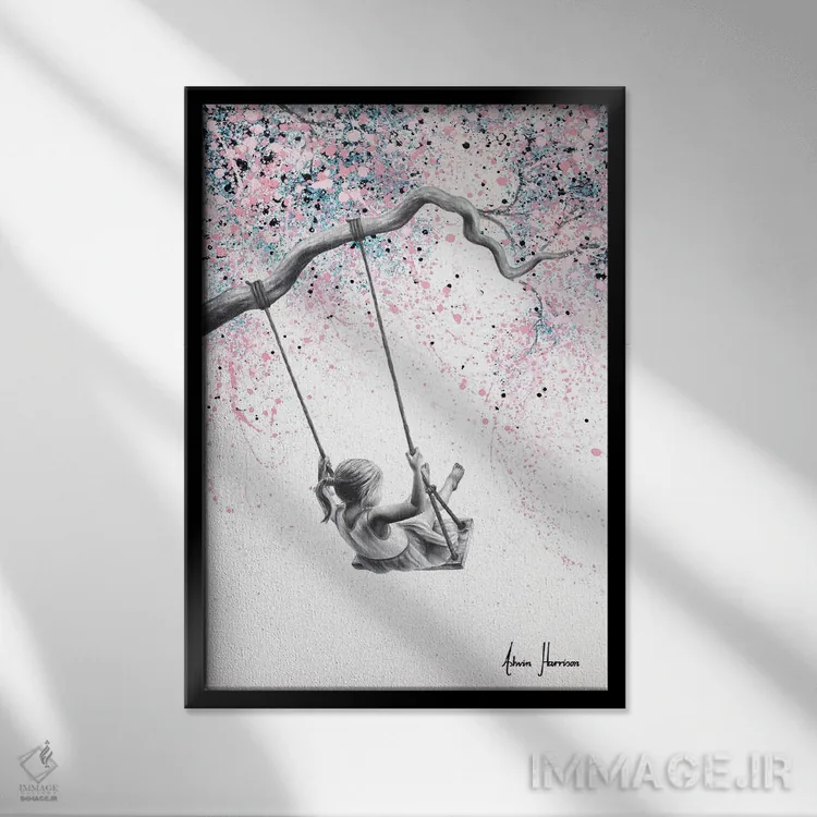 تابلو دکوراتیو خواب دیدن با باد اثر اشوین هریسون - نمای قابدار مشکی