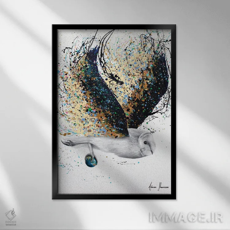 تابلو دکوراتیو جهان با چنگال اثر اشوین هریسون - نمای قابدار مشکی