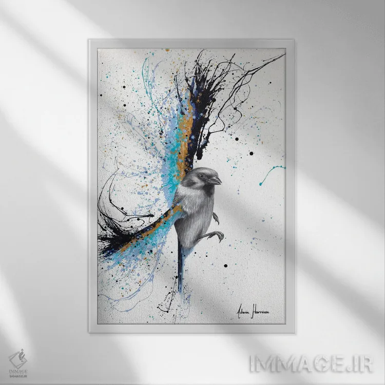 تابلو دکوراتیو پرنده تالاب کوچک اثر اشوین هریسون - نمای قابدار سفید