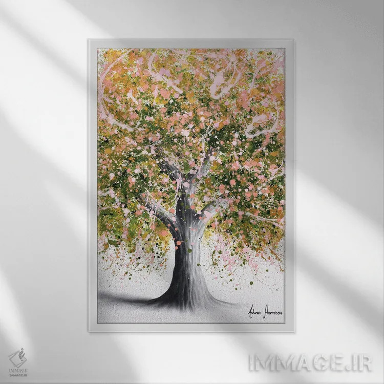 تابلو دکوراتیو درخت فضای باز درخشان اثر اشوین هریسون - نمای قابدار سفید