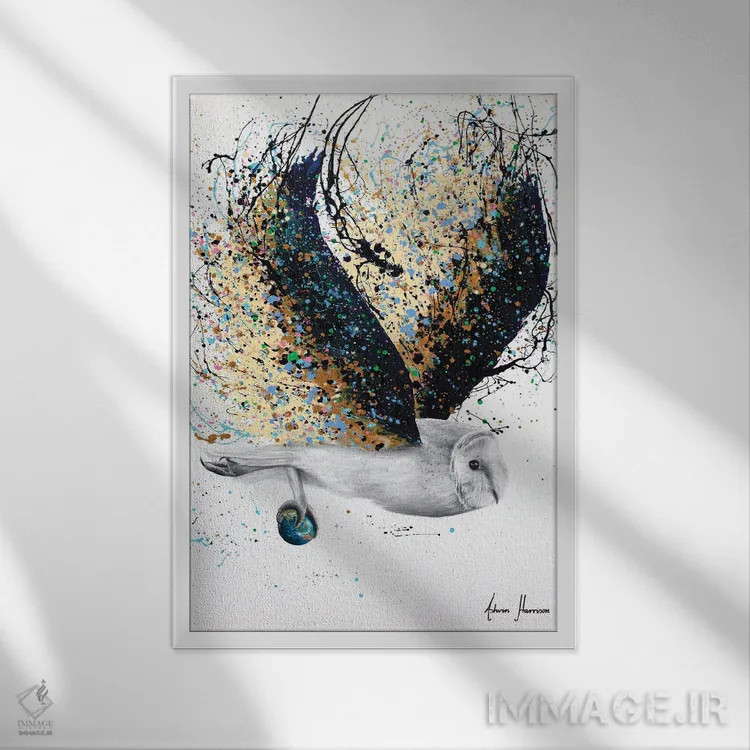 تابلو دکوراتیو جهان با چنگال اثر اشوین هریسون - نمای قابدار سفید
