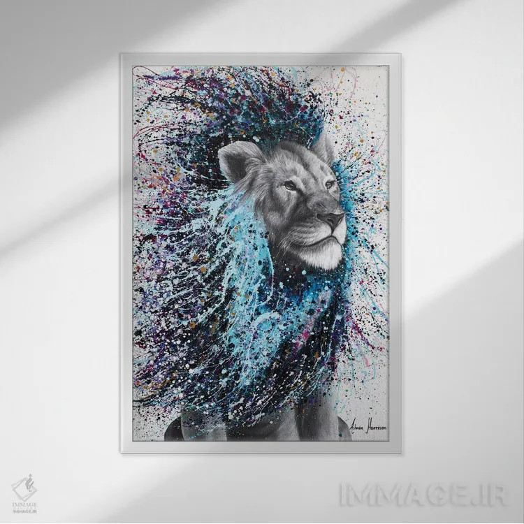 تابلو دکوراتیو رویای یک شیر اثر اشوین هریسون - نمای قابدار سفید