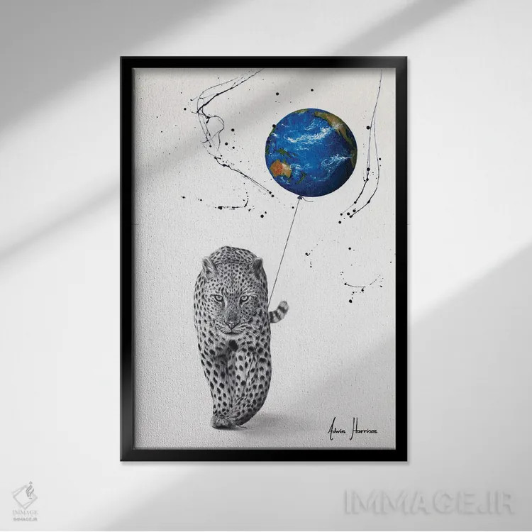 تابلو دکوراتیو دنیای یک پلنگ اثر اشوین هریسون - نمای قابدار مشکی