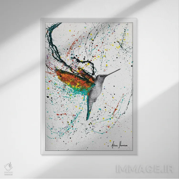 تابلو دکوراتیو مرغ مگس خوار اثر اشوین هریسون - نمای قابدار سفید