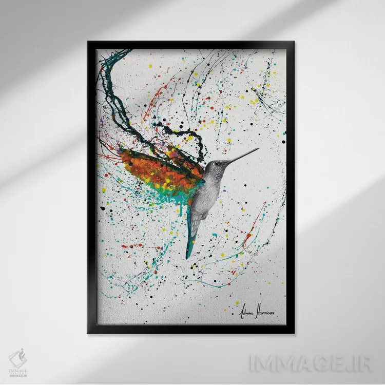تابلو دکوراتیو مرغ مگس خوار اثر اشوین هریسون - نمای قابدار مشکی