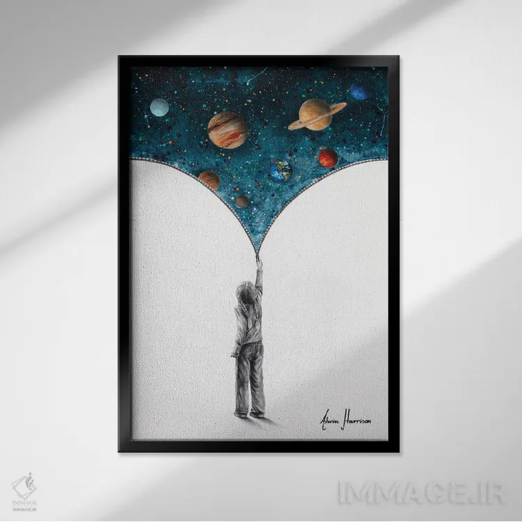 تابلو دکوراتیو رویای فضا اثر اشوین هریسون - نمای قابدار مشکی