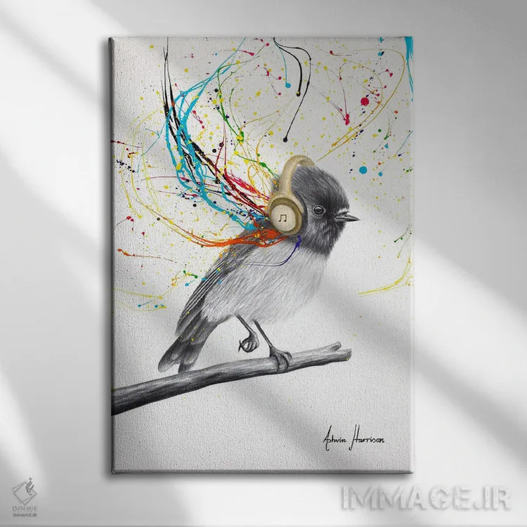 تابلو دکوراتیو ضرباهنگ پرنده کوچولو اثر اشوین هریسون - نمای روبهرو روی دیوار