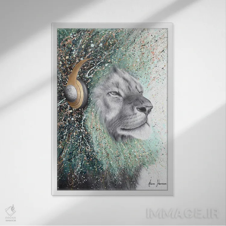 تابلو دکوراتیو غرش ریتمیک اثر اشوین هریسون - نمای قابدار سفید