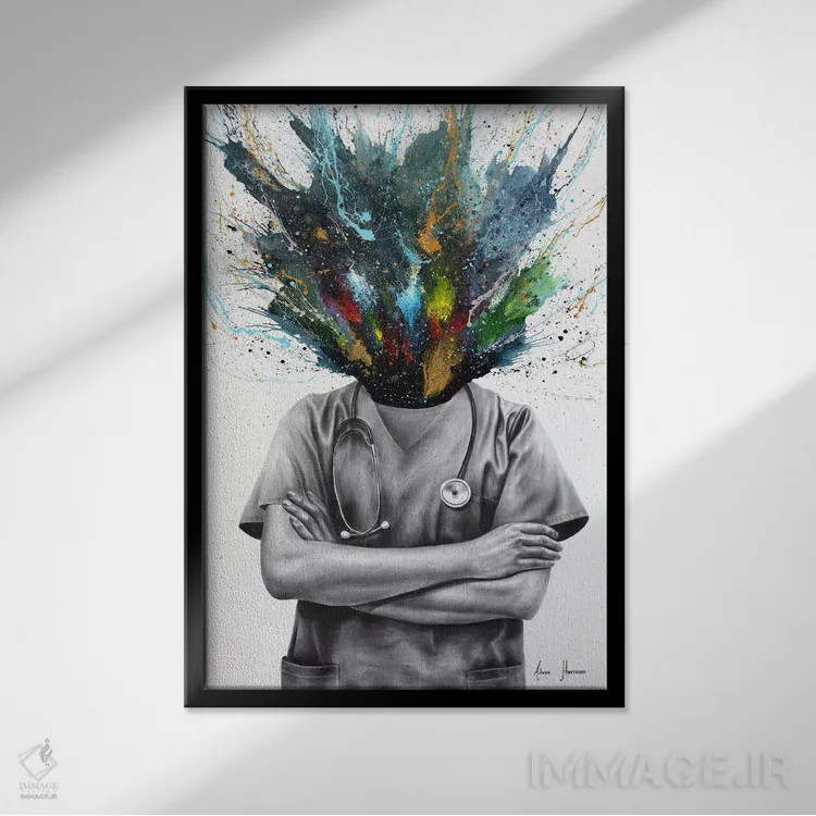 تابلو دکوراتیو دوشنبه پزشکی اثر اشوین هریسون - نمای قابدار مشکی