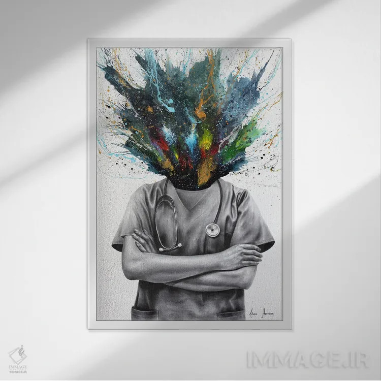 تابلو دکوراتیو دوشنبه پزشکی اثر اشوین هریسون - نمای قابدار سفید