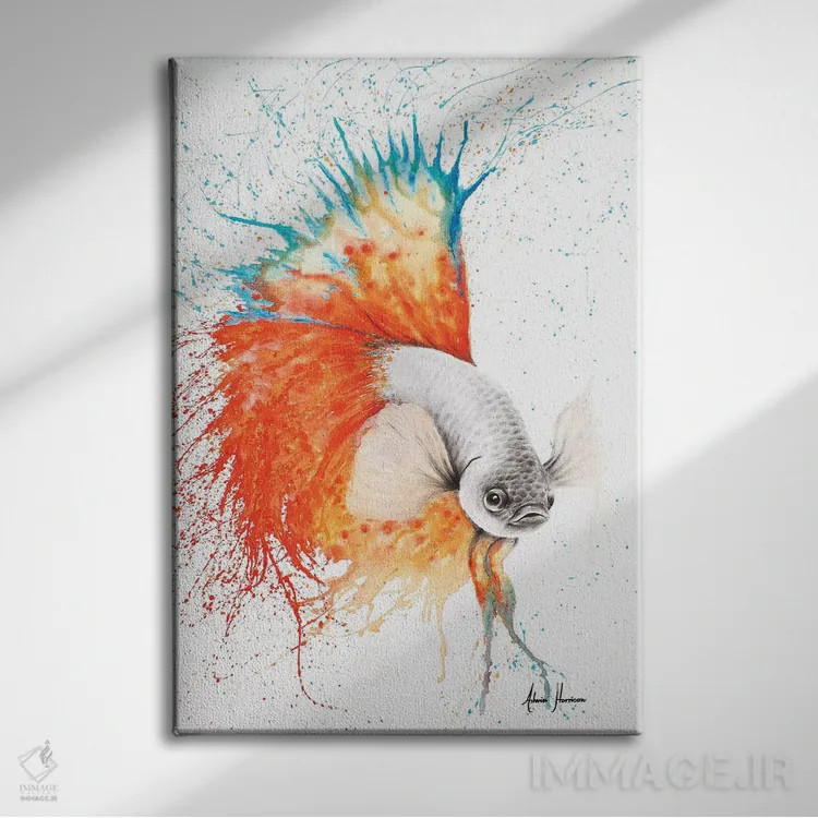 تابلو دکوراتیو گورامی نارنجی دوتایی اثر اشوین هریسون - نمای روبهرو روی دیوار