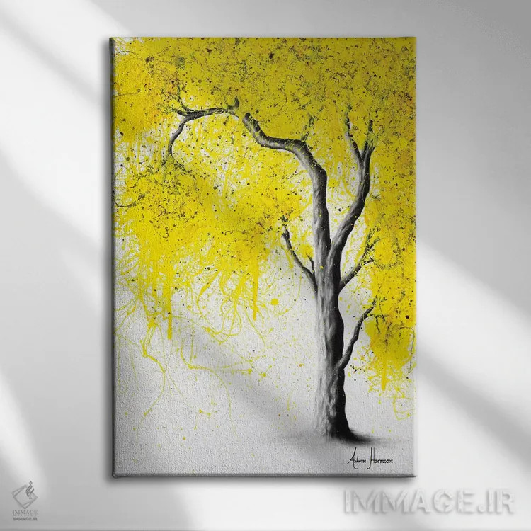 تابلو دکوراتیو سه گانه درختان پاییزی اثر اشوین هریسون - نمای روبهرو روی دیوار