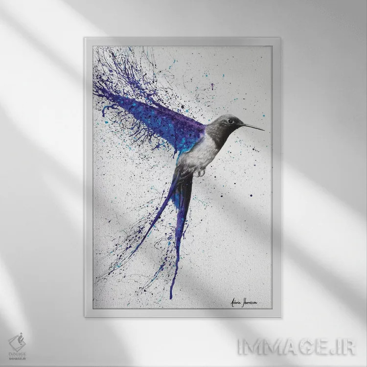 تابلو دکوراتیو بازگشت به خانه زیر باران اثر اشوین هریسون - نمای قابدار سفید