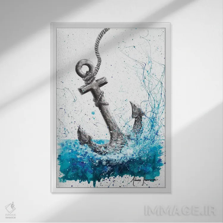 تابلو دکوراتیو رانده و لنگر انداخته اثر اشوین هریسون - نمای قابدار سفید