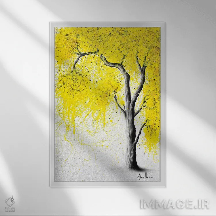 تابلو دکوراتیو سه گانه درختان پاییزی اثر اشوین هریسون - نمای قابدار سفید
