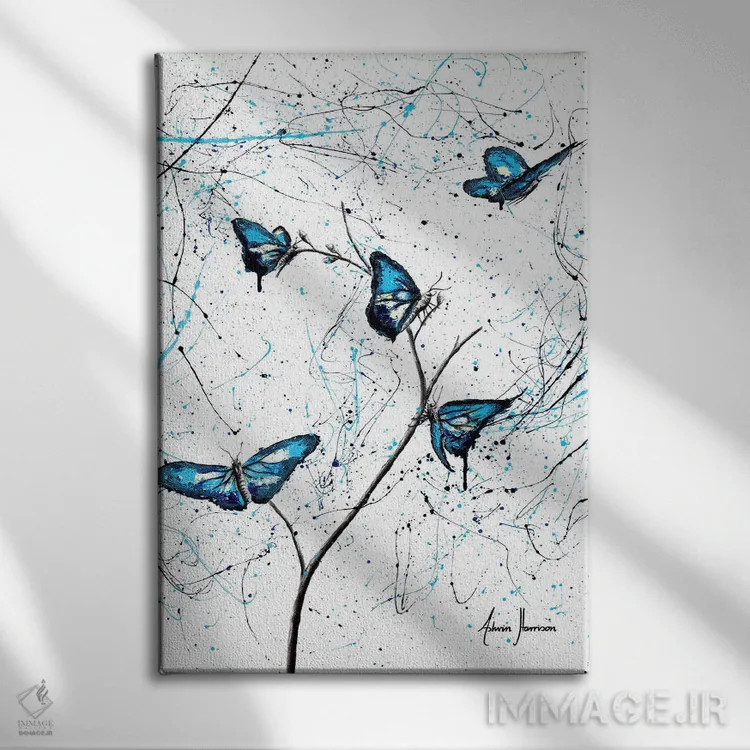 تابلو دکوراتیو باغ آبی اثر اشوین هریسون - نمای روبهرو روی دیوار