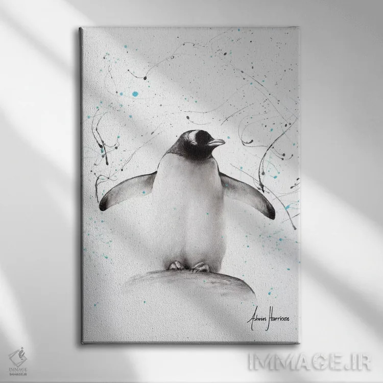 تابلو دکوراتیو رژه پنگوئن ها اثر اشوین هریسون - نمای روبهرو روی دیوار