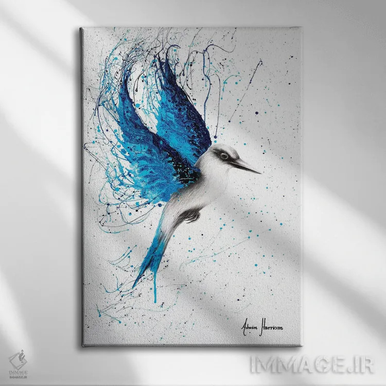 تابلو دکوراتیو آبی استرالیایی اثر اشوین هریسون - نمای روبهرو روی دیوار