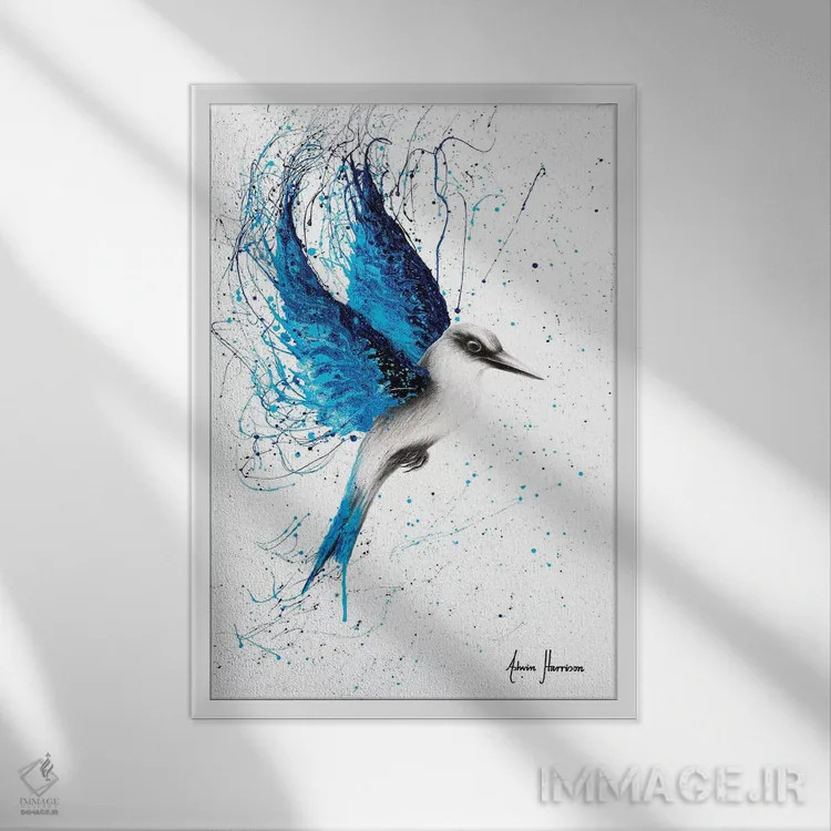 تابلو دکوراتیو آبی استرالیایی اثر اشوین هریسون - نمای قابدار سفید