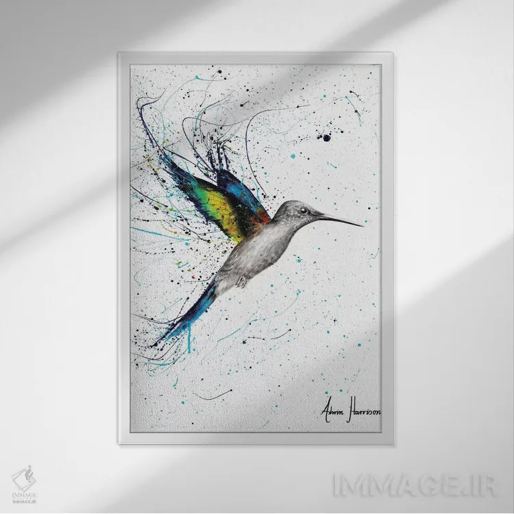 تابلو دکوراتیو مرغ مگس خوار شاد اثر اشوین هریسون - نمای قابدار سفید
