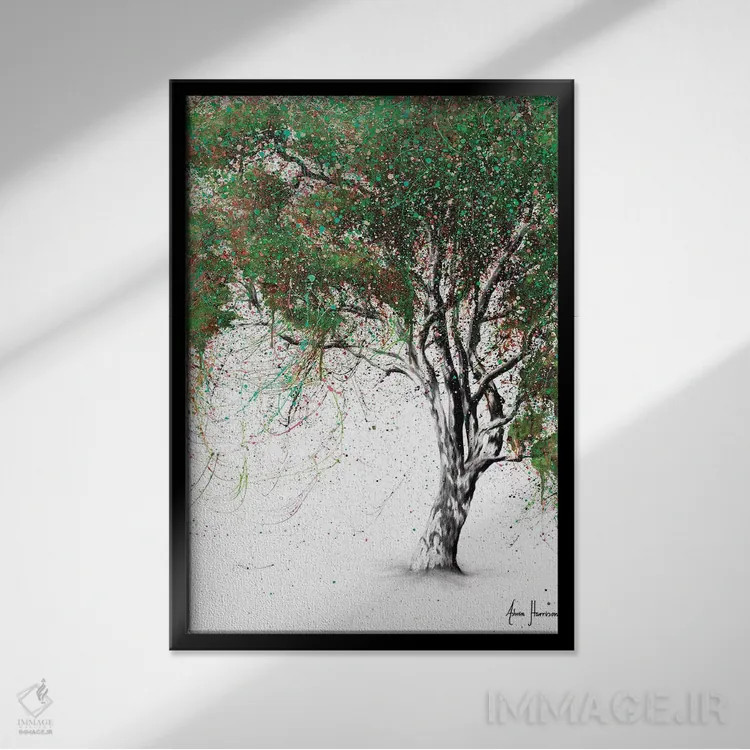 تابلو دکوراتیو درخت صمغ راهنما اثر اشوین هریسون - نمای قابدار مشکی
