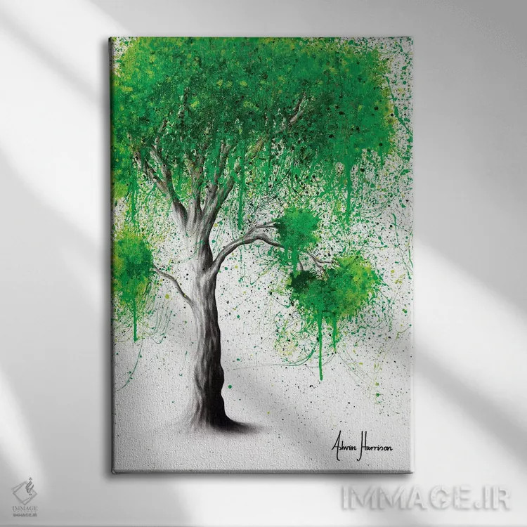 تابلو دکوراتیو درخت هکتار سبز اثر اشوین هریسون - نمای روبهرو روی دیوار