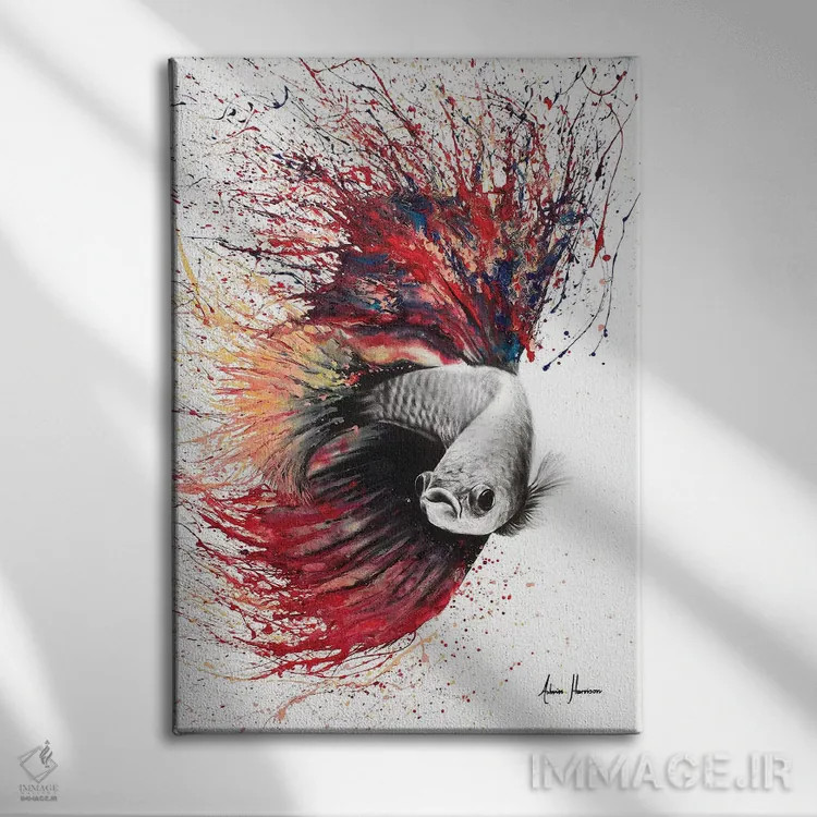 تابلو دکوراتیو قلب شعله ها اثر اشوین هریسون - نمای روبهرو روی دیوار