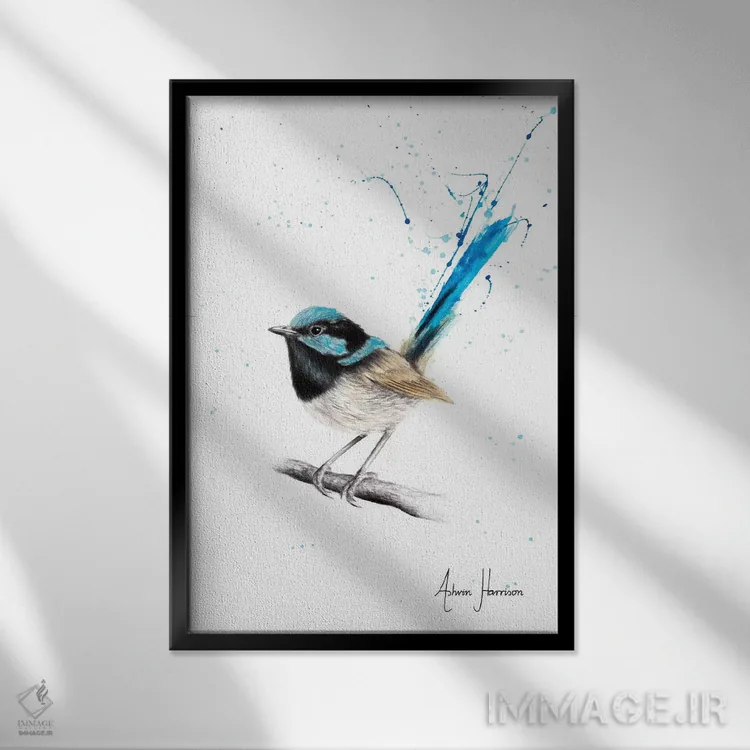 تابلو دکوراتیو حکمت مرغ پری اثر اشوین هریسون - نمای قابدار مشکی