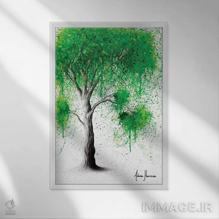 تابلو دکوراتیو درخت هکتار سبز اثر اشوین هریسون - نمای قابدار سفید