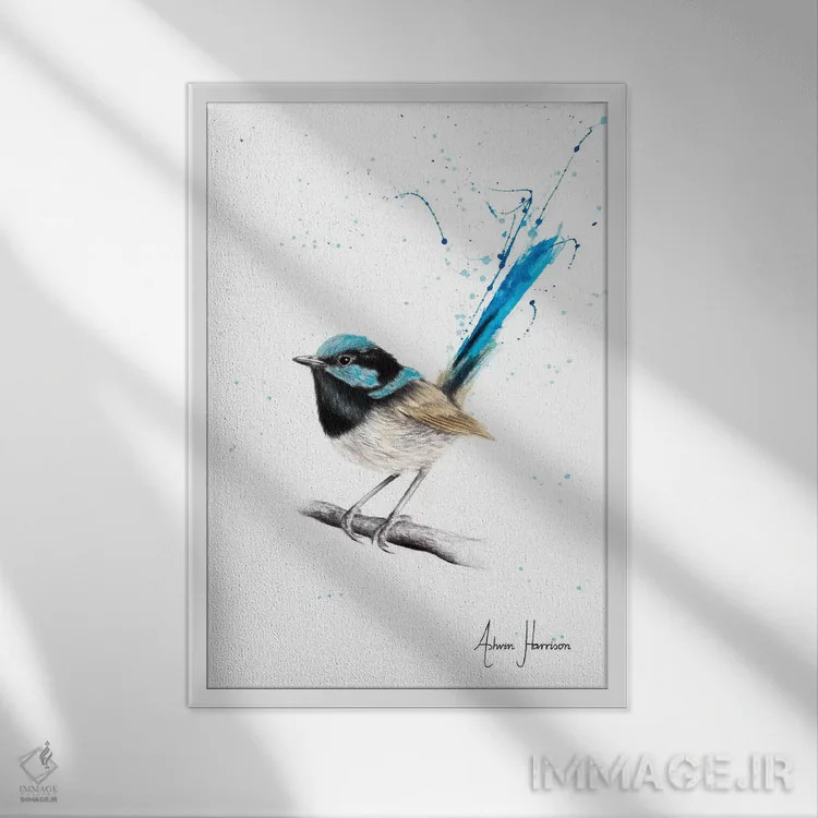تابلو دکوراتیو حکمت مرغ پری اثر اشوین هریسون - نمای قابدار سفید
