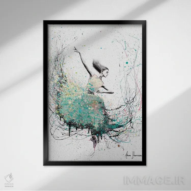 تابلو دکوراتیو رقص واحه اوپال اثر اشوین هریسون - نمای قابدار مشکی