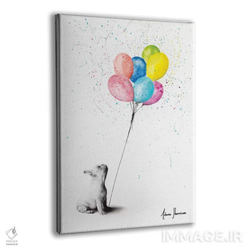 تابلو دکوراتیو بولداگ فرانسوی و بادکنک ها اثر اشوین هریسون - نمای پرسپکتیو محصول