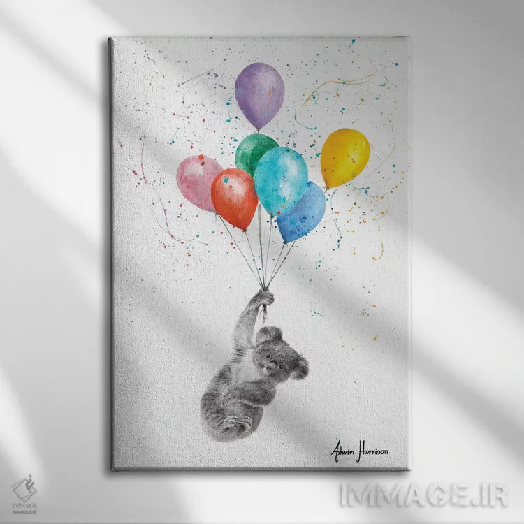 تابلو دکوراتیو کوآلا و بادکنک ها اثر اشوین هریسون - نمای روبهرو روی دیوار