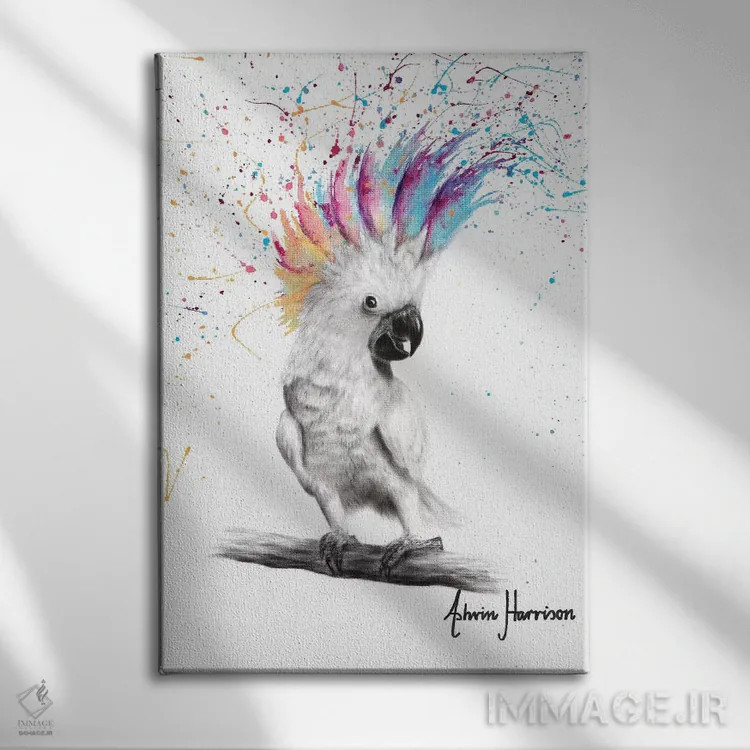 تابلو دکوراتیو کاکاتو پانک اثر اشوین هریسون - نمای روبهرو روی دیوار