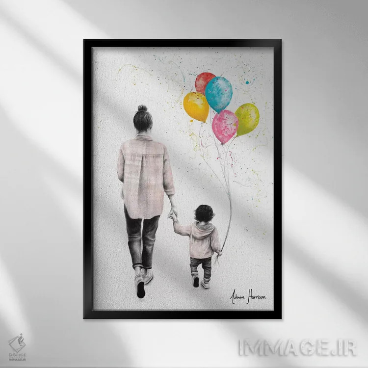 تابلو دکوراتیو یک روز زیبای با هم اثر اشوین هریسون - نمای قابدار مشکی