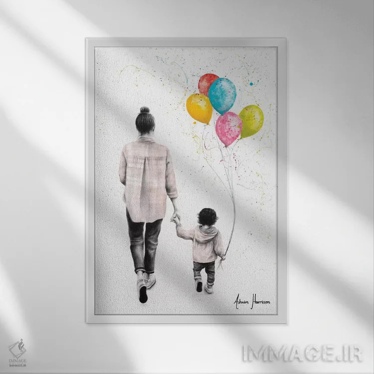 تابلو دکوراتیو یک روز زیبای با هم اثر اشوین هریسون - نمای قابدار سفید