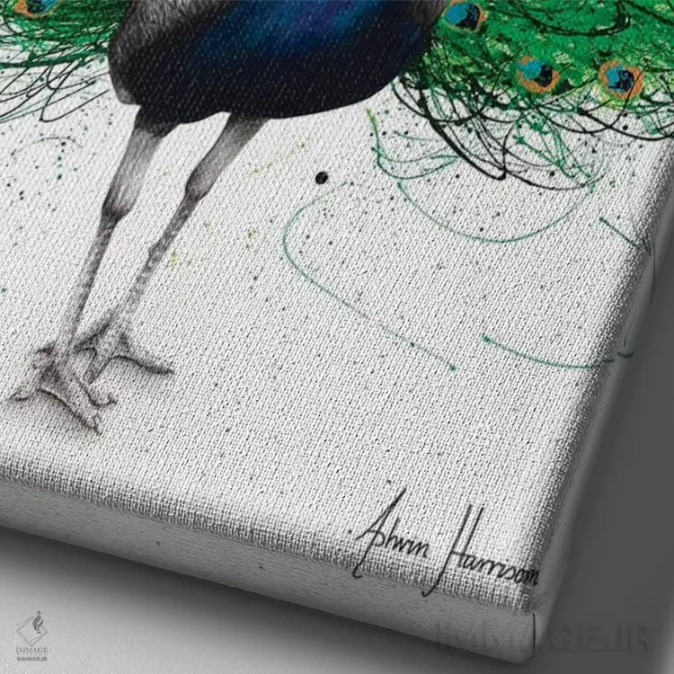 تابلو دکوراتیو طاووس جهنده اثر اشوین هریسون - نمای نزدیک بافت بوم