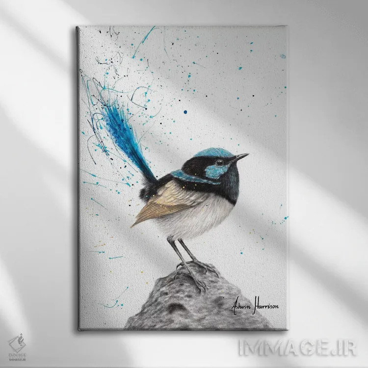 تابلو دکوراتیو پرنده ملوان آبی کوهستانی اثر اشوین هریسون - نمای روبهرو روی دیوار