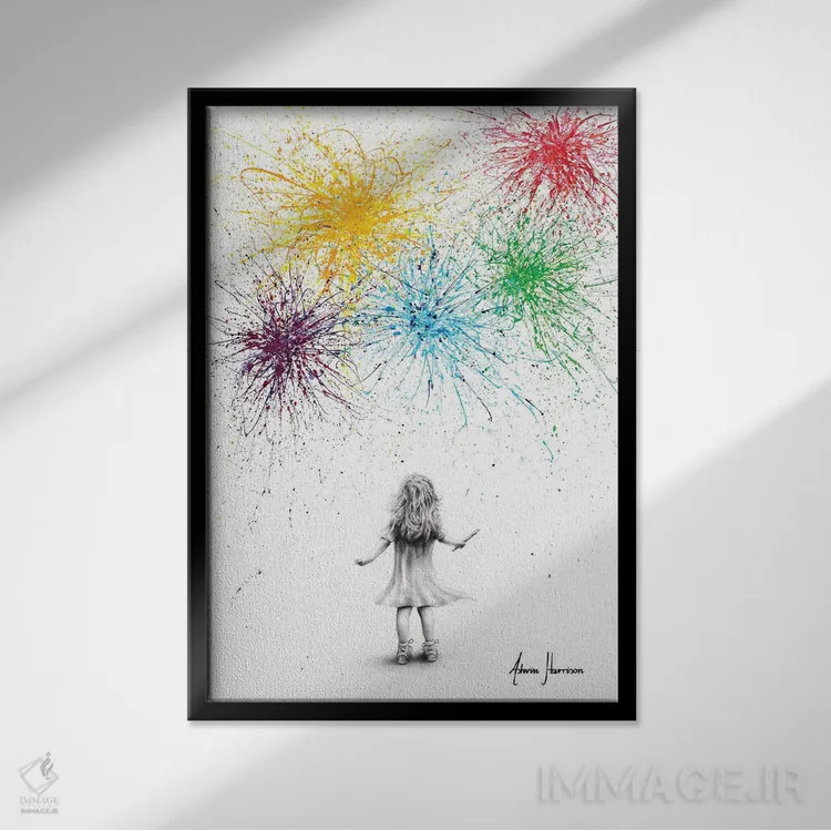 تابلو دکوراتیو رویای نقاشی شده اثر اشوین هریسون - نمای قابدار مشکی
