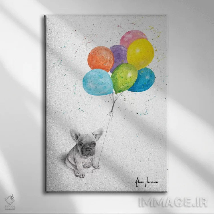 تابلو دکوراتیو فرانچ کوچک و بادکنک ها اثر اشوین هریسون - نمای روبهرو روی دیوار