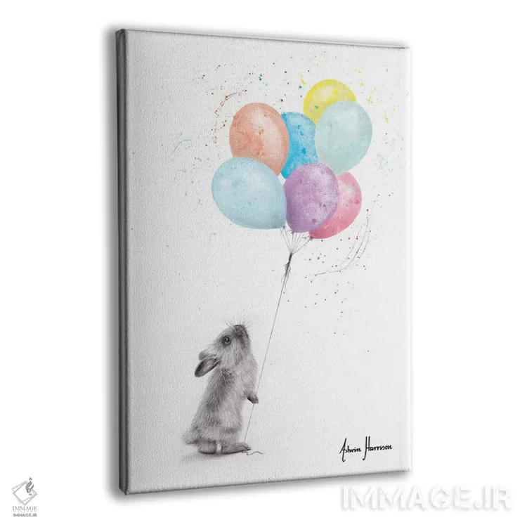 تابلو دکوراتیو خرگوش و بادکنک ها اثر اشوین هریسون - نمای پرسپکتیو محصول