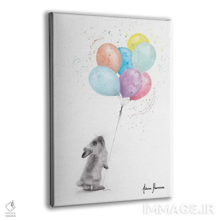 تابلو دکوراتیو خرگوش و بادکنک ها اثر اشوین هریسون - نمای پرسپکتیو محصول
