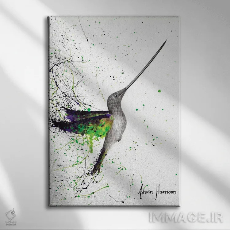 تابلو دکوراتیو مرغ مگس خوشحال در باغ اثر اشوین هریسون - نمای روبهرو روی دیوار