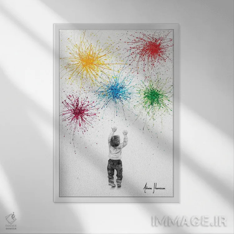 تابلو دکوراتیو شادی جوانی اثر اشوین هریسون - نمای قابدار سفید