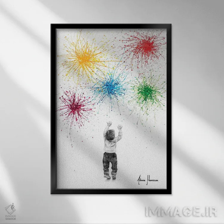 تابلو دکوراتیو شادی جوانی اثر اشوین هریسون - نمای قابدار مشکی