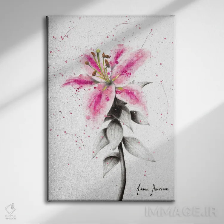 تابلو دکوراتیو سوسن سرزنده اثر اشوین هریسون - نمای روبهرو روی دیوار