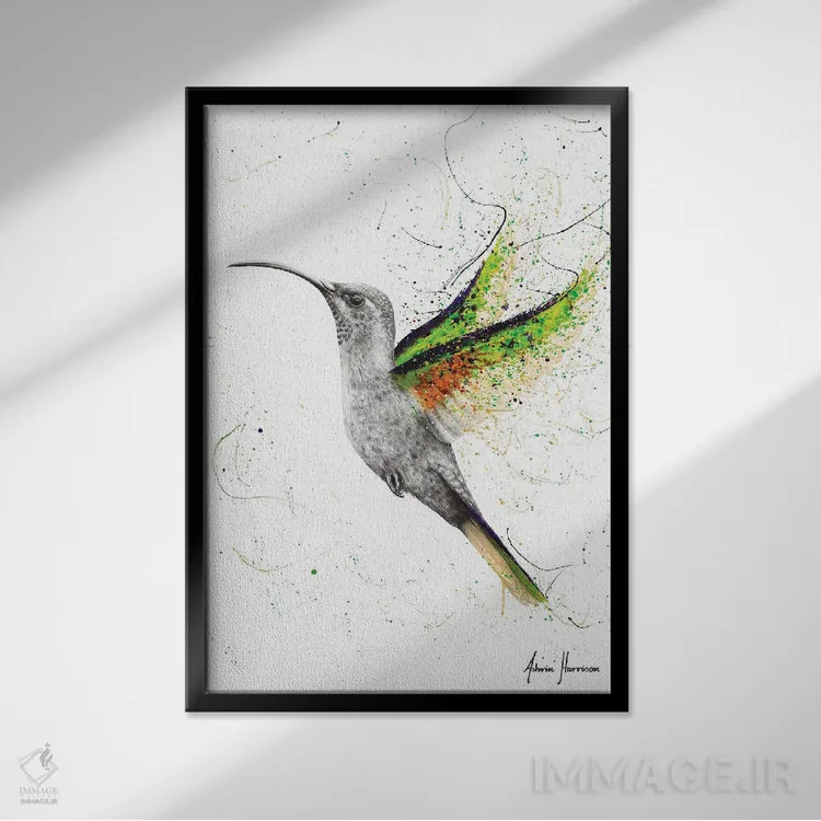 تابلو دکوراتیو مرغ مگس قهرمان اثر اشوین هریسون - نمای قابدار مشکی