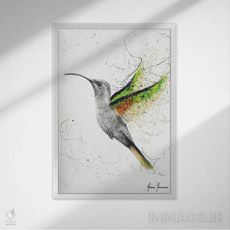 تابلو دکوراتیو مرغ مگس قهرمان اثر اشوین هریسون - نمای قابدار سفید