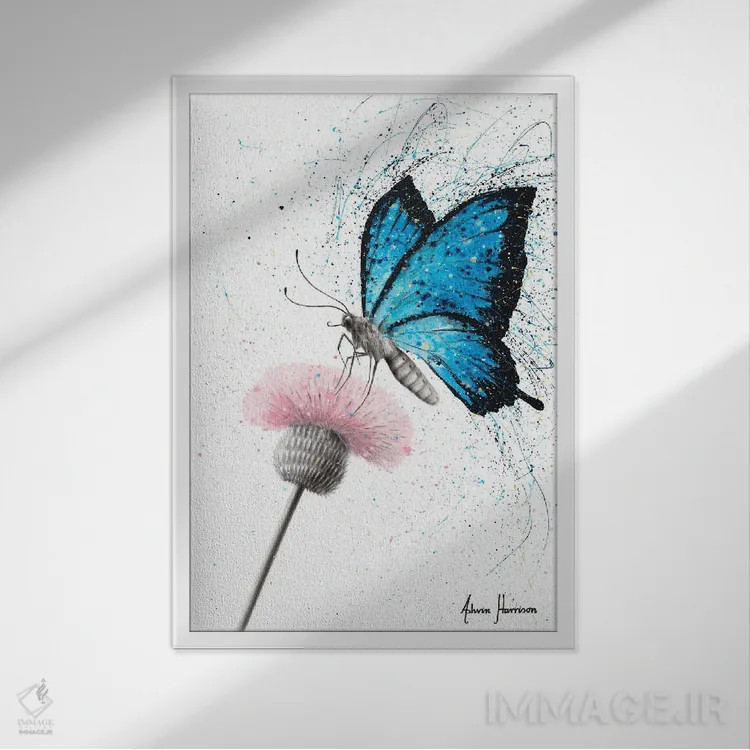 تابلو دکوراتیو پروانه شکری اثر اشوین هریسون - نمای قابدار سفید
