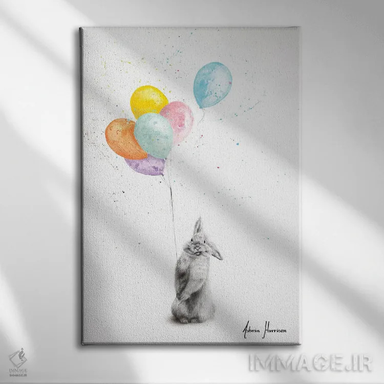 تابلو دکوراتیو باستر و بادکنک هایش اثر اشوین هریسون - نمای روبهرو روی دیوار